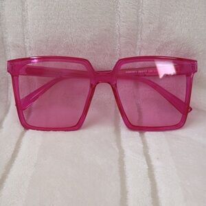 Vibrant Pink Oversized Square Sunglasses Glasses
